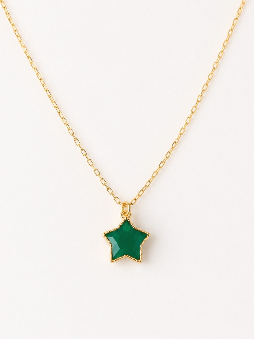 Green Chalcedony Star Gold Necklace